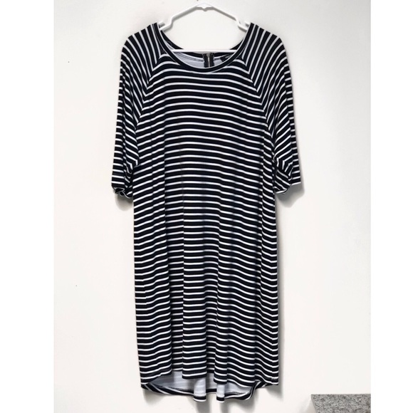 Premise Plus Size Striped T Shirt Style Dress - Picture 1 of 4
